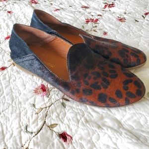 Franco Sarto Leopard Print Leather Flats Size 5